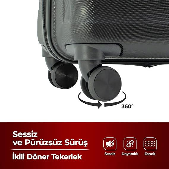 COTPOLY Babil 2'li Valiz Seti, ABS Valiz, Darbeye Dayanıklı Bavul Seti (Büyük ve Orta)