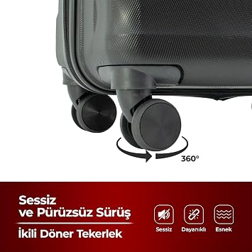 COTPOLY Babil 2'li Valiz Seti, ABS Valiz, Darbeye Dayanıklı Bavul Seti (Büyük ve Orta)