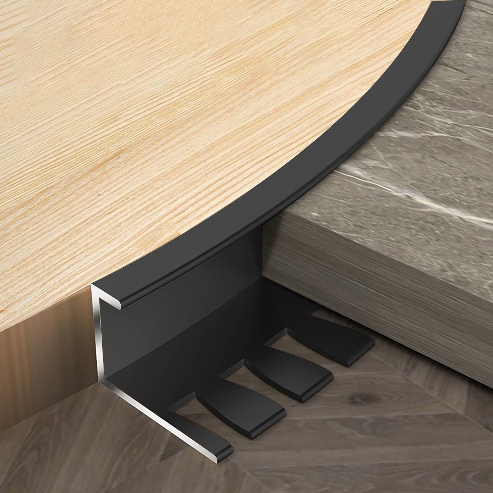 Raouoae Durable Tile Edge Protection 135cm, 2 Pieces Bendable Stair Edge Rail For Indoor & Outdoor Stairs, Tile Trim For Stair Edges, Corner Protector(Schwarz,H:15.5MM)