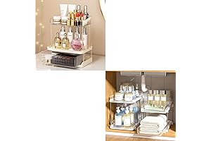 Delamu 2 Sets of 2-Tier Multipurpose Under Sink Organizers for Makeup, Skincare Product Storage