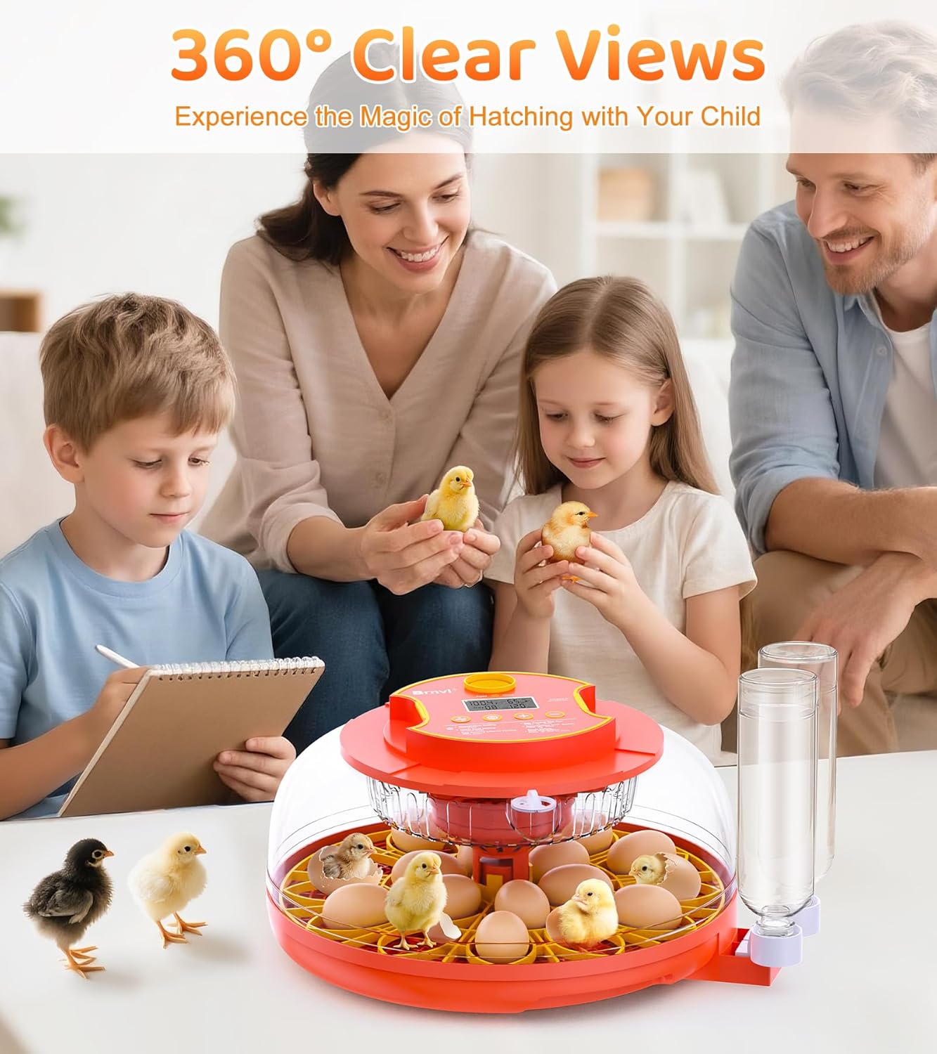 18 Egg Incubator with Automatic Egg Turning, Digital Temperature Humidity Control, Incubator for Hatching Eggs, 360° View Candler, Chicken, Quail, Duck, Goose, Turkey for Home & Farm