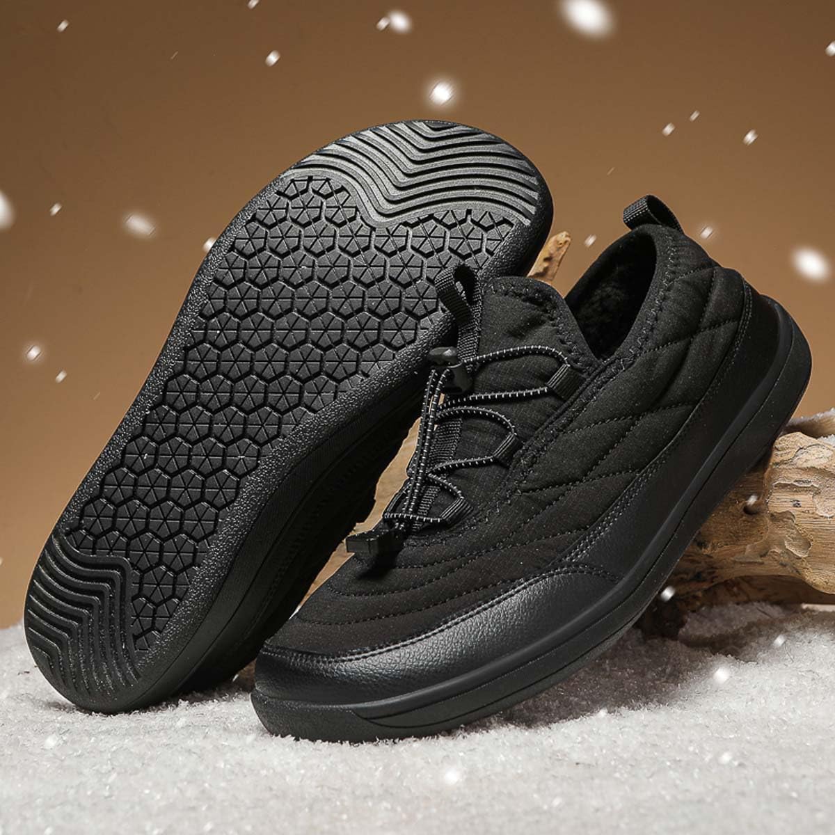 HYDLONGR Men's Women's Lightweight Waterproof Upper Plush Lining Winter Warm Snow Boots Slip On Outdoor Winter Slip Anti-Slip Ankle Boots