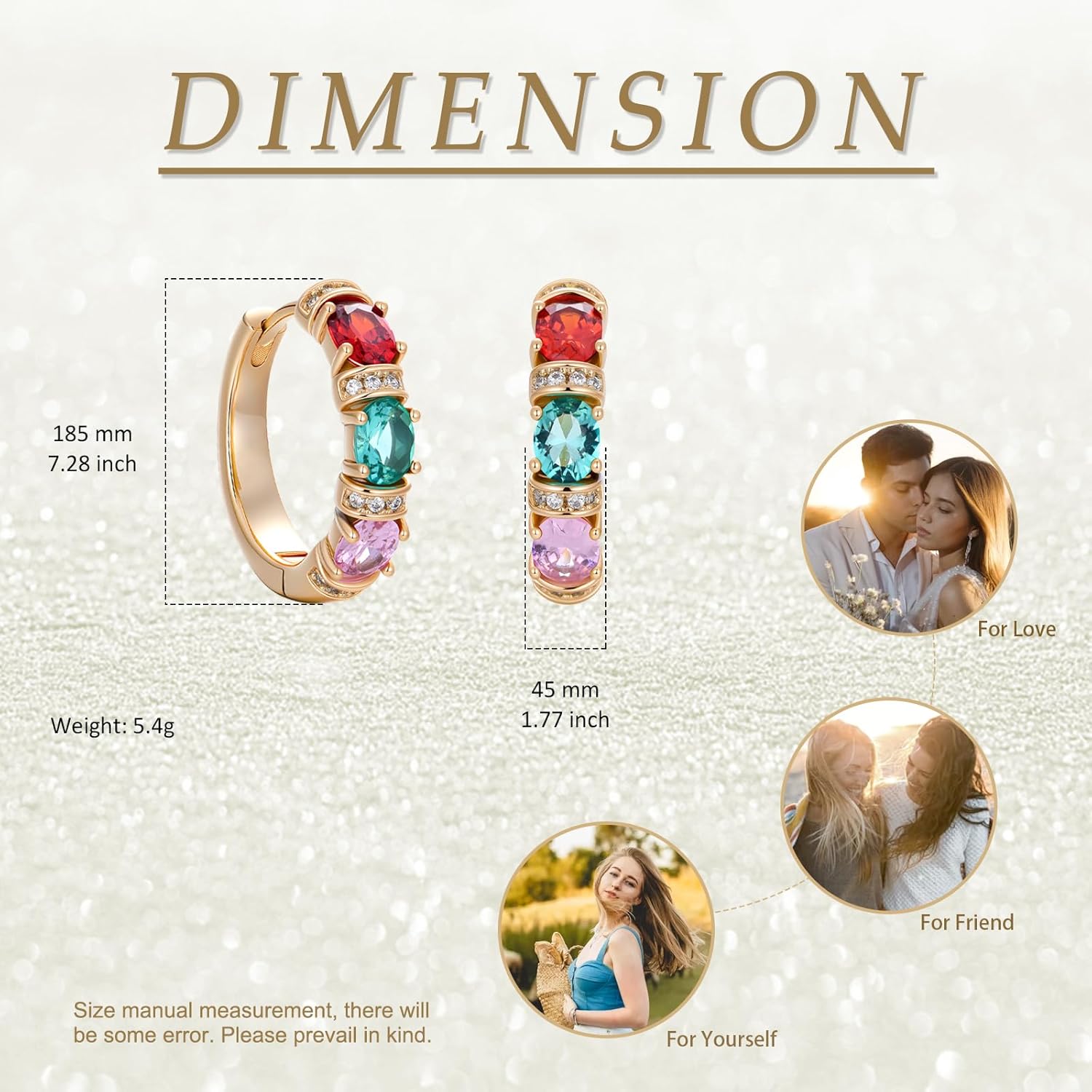 14K Gold Plated Crystal Hoop Earrings for Women, Lightweight Chunky Earrings for Women Hypoallergenic Jewelry Gift for Mom Wife - Image 6