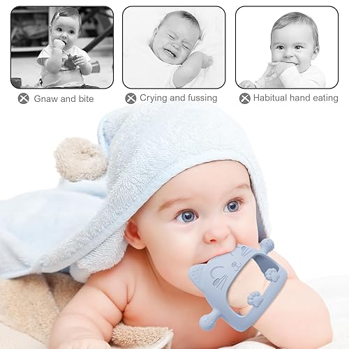 Miniatura 3 de Juguetes de dentición para bebés de 0 a 6 meses, mordedor, manopla de silicona anticaída, juguete de dentición para calmar las encías doloridas,