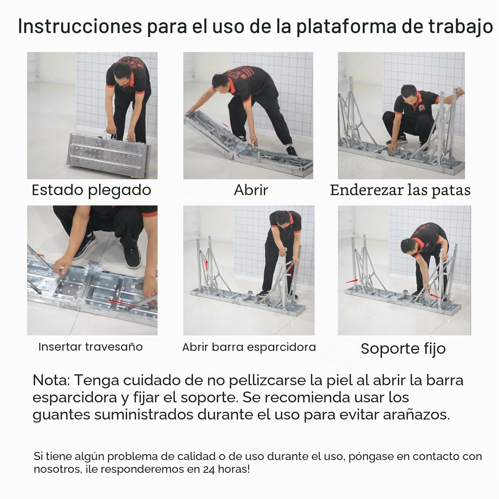 Plataforma de Trabajo, Escalera Plegable, Andamio de Aluminio Resistente con Pies Antideslizantes y Bloqueo de Seguridad,300kg Carga Máxima