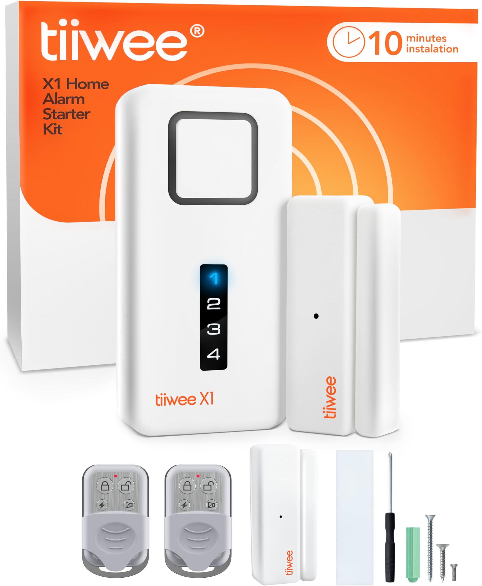 X1 Home Alarm System - Wireless - Complete System with 120 dB Siren, 2 Door and Window Sensors, 2 Remote Controls