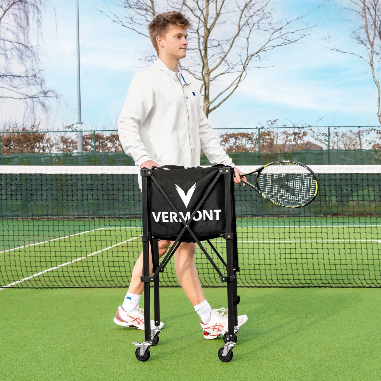 FORZA Vermont Cesto per Palline da Tennis PRO – Portatile & Efficiente [capacità 150 Palline] – in Nero O Blu
