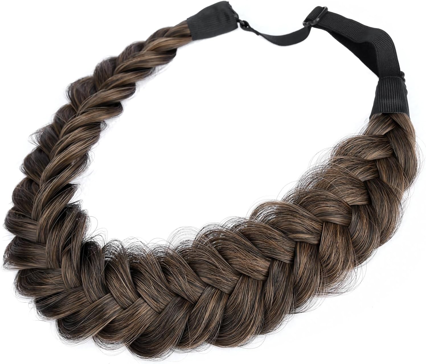 DIGUAN Messy Wide 2 Strands Synthetic Hair Braided Headband Hairpiece Women Girl Beauty accessory, 62g/2.1 oz (Dark Brown)