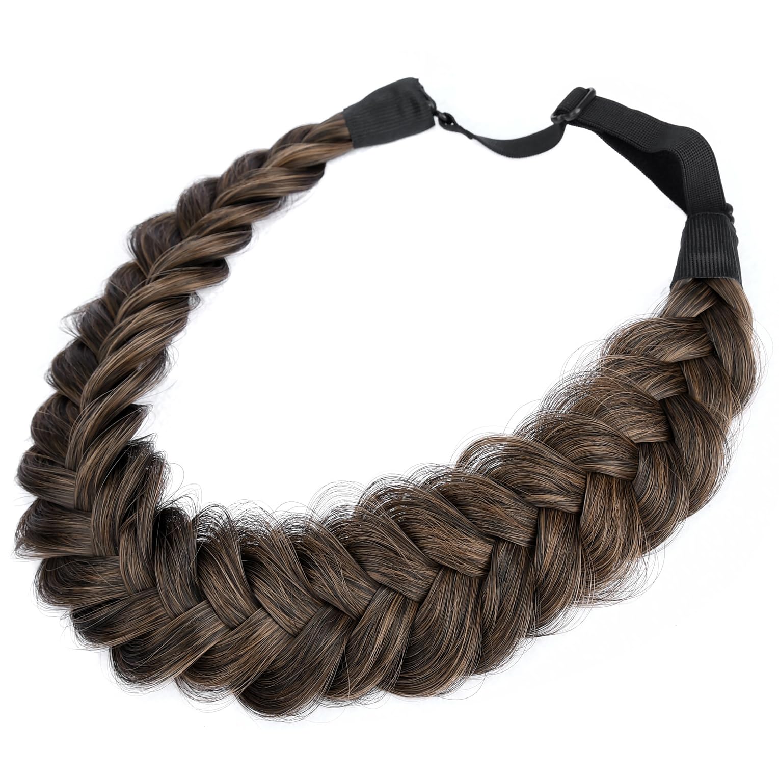 DIGUAN Messy Wide 2 Strands Synthetic Hair Braided Headband Hairpiece Women Girl Beauty accessory, 62g/2.1 oz (Dark Brown)