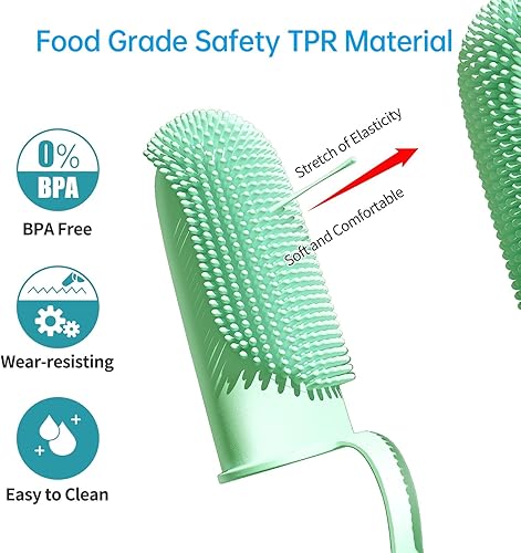 Miniatura 3 de Pijaborg Paquete de 2 cepillos de dientes para perro kit de cepillo de dientes para dedos cerdas envolventes de 135 para una fácil limpieza de