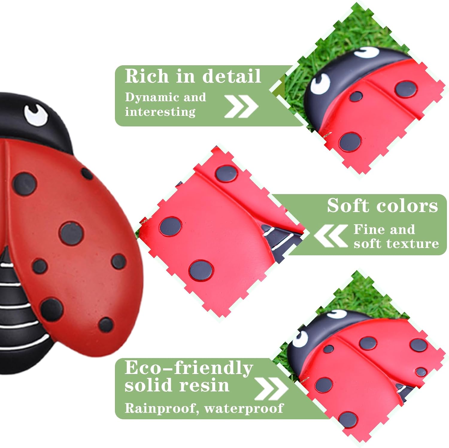 6 Pcs Ladybug Stepping Stones for Garden - Decorative Walkway Stones for Outdoor Flower Beds, Set of 3 or 6 | Realistic Design | Durable Resin | Non-Slip, for Pathways and Garden Decor (6PCS)