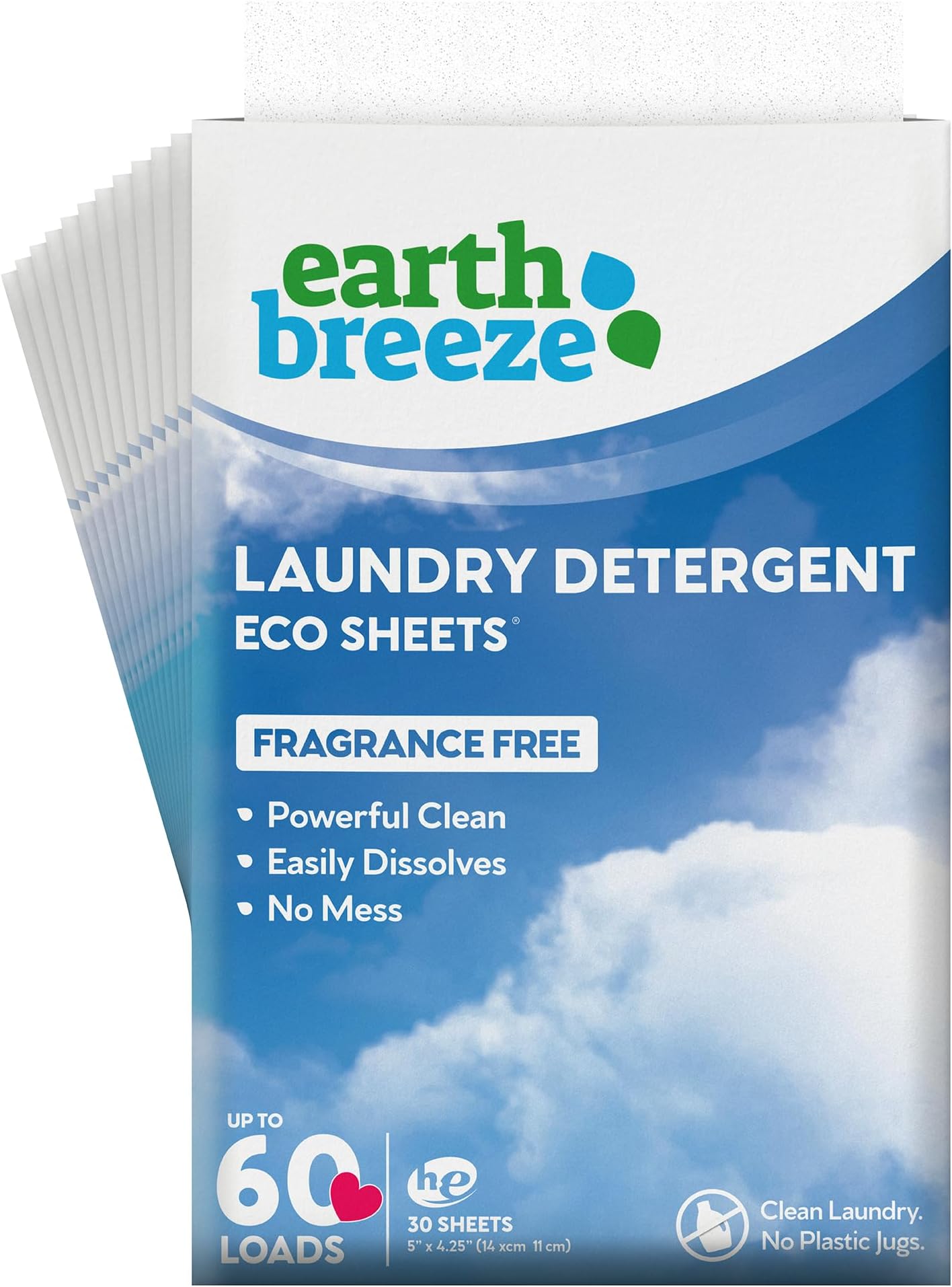 Earth BreezeLaundry Detergent Sheets - 360 Sheets (12 Pack) - 30 Sheets Per Pack - 720 Loads - Concentrated Liquidless Laundry Soap - Fragrance-Free