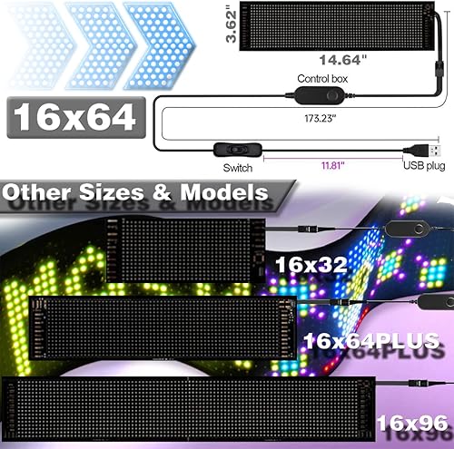 Miniatura 6 de Letrero LED de desplazamiento para automóvil, flexible USB de 5 V, control de aplicación Bluetooth, texto programable, animación para automóviles,