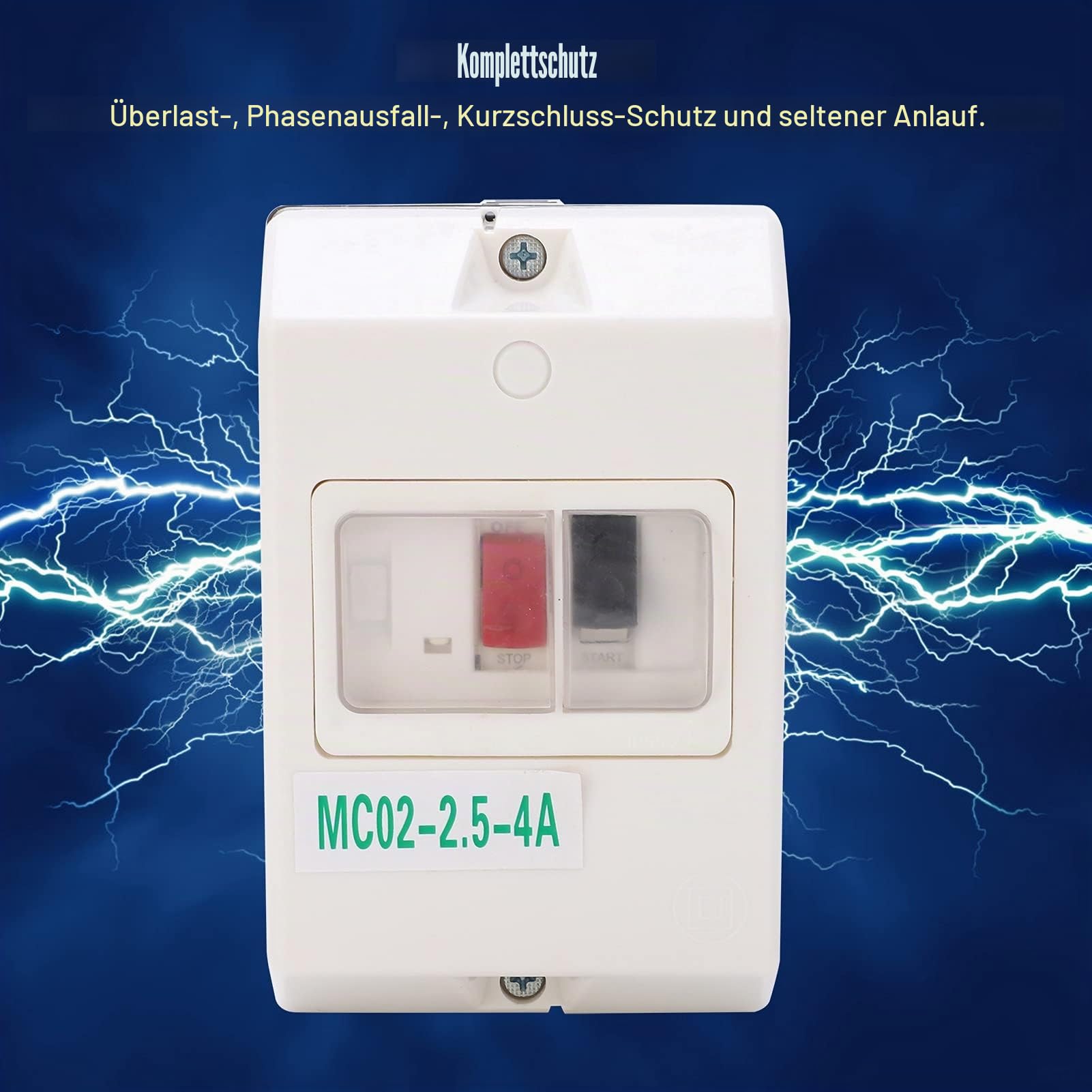 Motorschutzschalter, MC02-2,5-4A 50/60Hz Motorschutzschalter IP55 Wasserdichter Leistungsschalter Isolator Elektronische Komponenten für Elektromotor 220V/380V