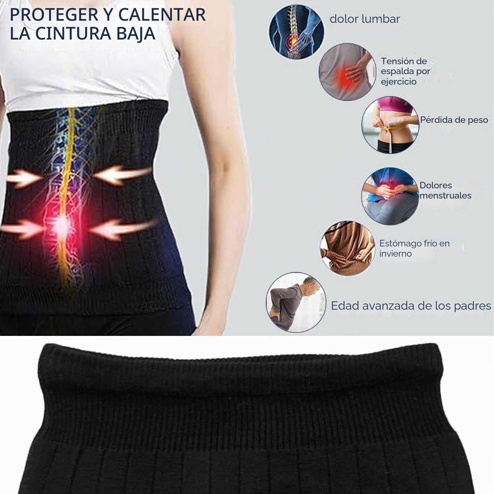 Comioke Calentador de Espalda,Cinturón de Calor para Lumbares,Cinturón Calentador de Invierno,Faja Lumbar Caliente para Hombres Mujeres para Cintura de Apoyo Caliente Dolores Menstruales