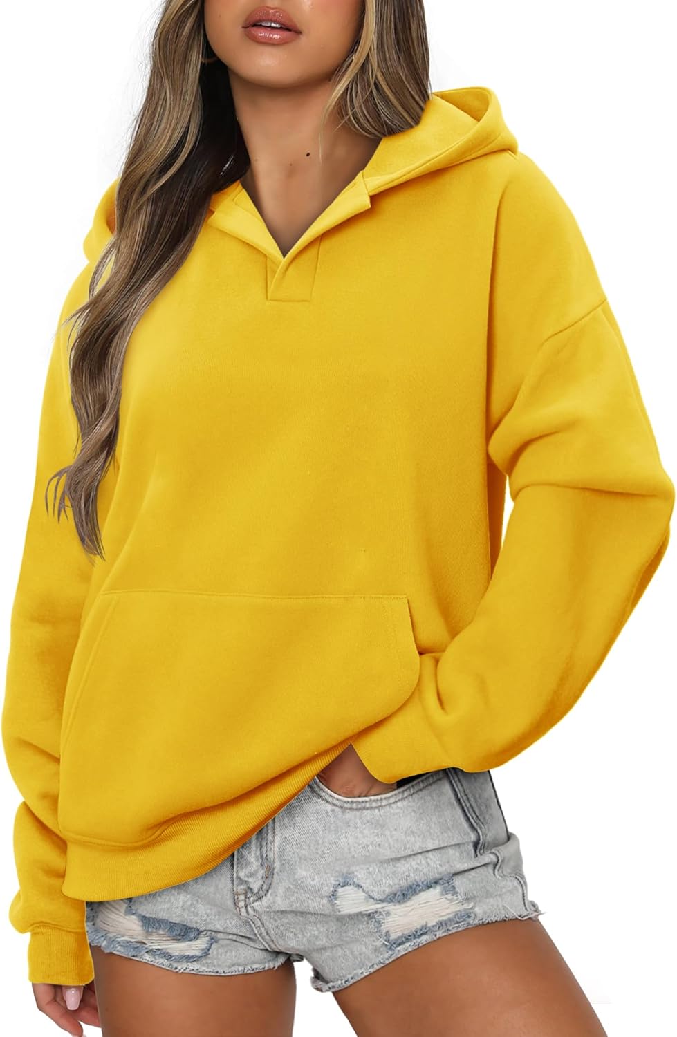 onlypuff Women Essential Hoodies Pullover Sweatshirt Long Sleeve Kangaroo Pocket Fleece Basic Sweater - Image 5