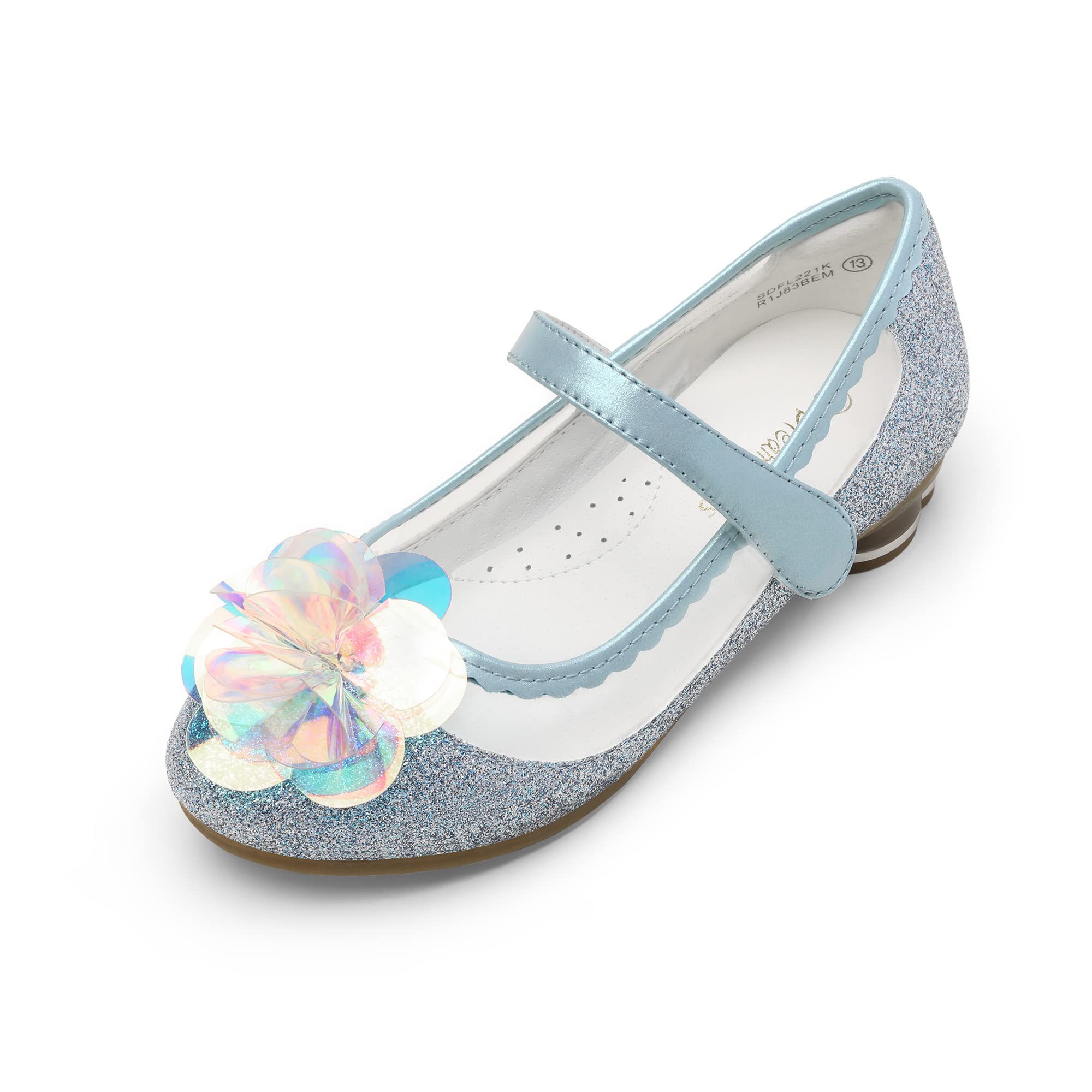DREAM PAIRS Girls Dress Shoes Wedding Glitter Party Flower Princess Low Heel Shoes 11 Little Kid
