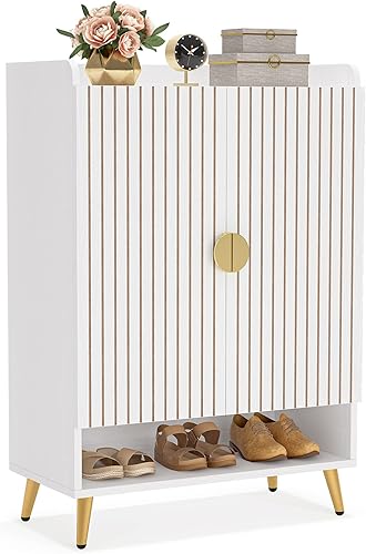 Vista 8 de Tribesigns Shoe Cabinet with Doors, 6-Tier Shoe Storage Cabinet with Adjustable Shelves, Wooden Shoes Rack Shoe Storage Organizer for Entryway