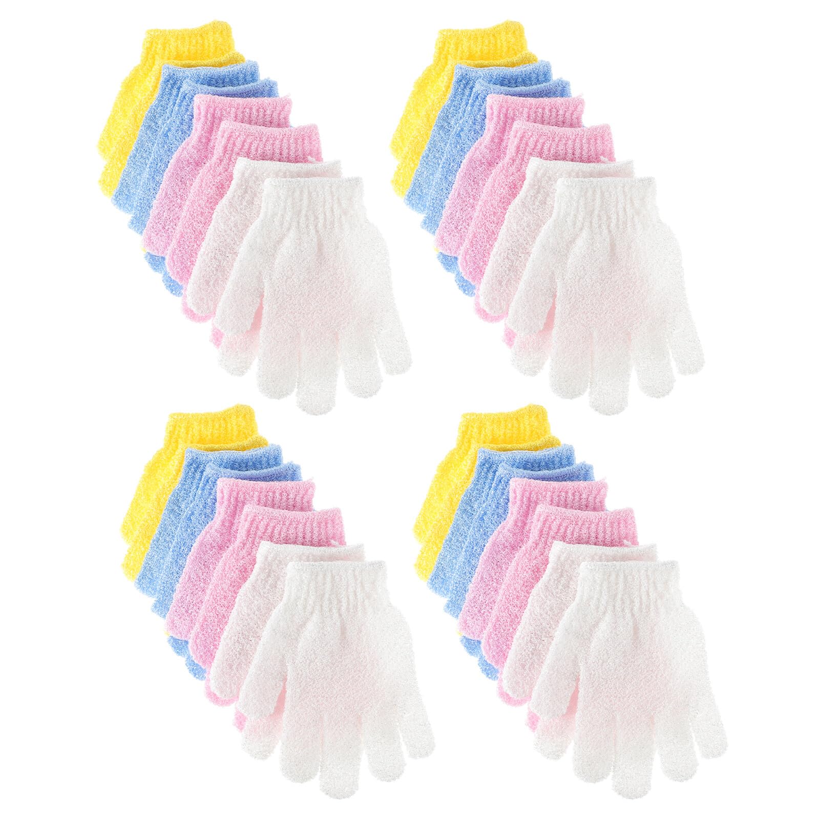 POPETPOP 16paia Guanti Esfolianti da Doccia in Nylon Bifacciali Guanti da Bagno Riutilizzabili Cinque Dita per Pulizia del Corpo e Esfoliazione