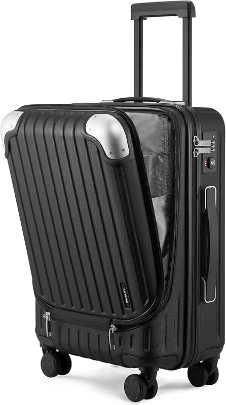 Grace Carry on Luggage, 20 Inch Hard Shell Suitcases with Spinner Wheels, Abs+Pc Hard Case Luggages with Tsa Lock, Black