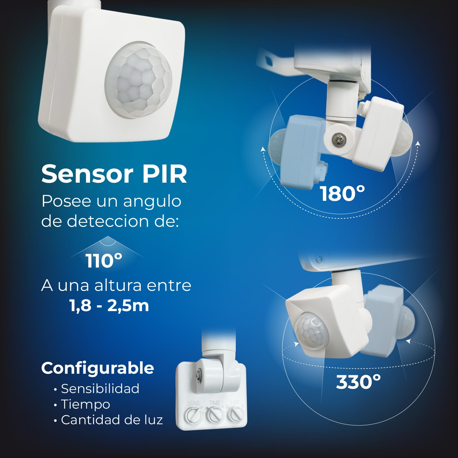 LED ATOMANT 5x Foco Proyector LED 30W con Sensor de Movimiento 6500K IP65 | 4200 Lumenes