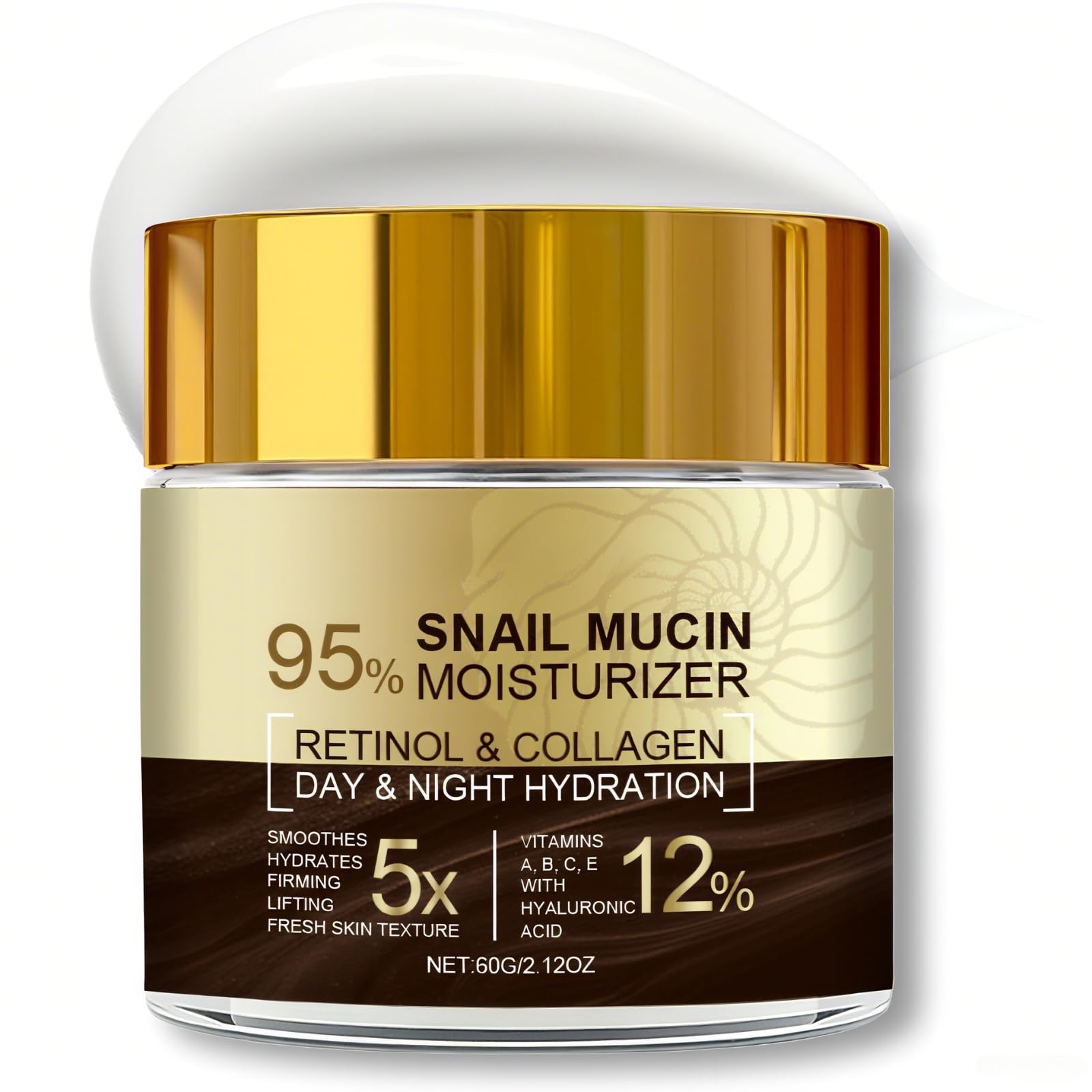 95% Snail Mucin Moisturizer, Natural Snail Mucin Serum Face Cream, Deep Hydration & Skin Repair Cream for Day & Night