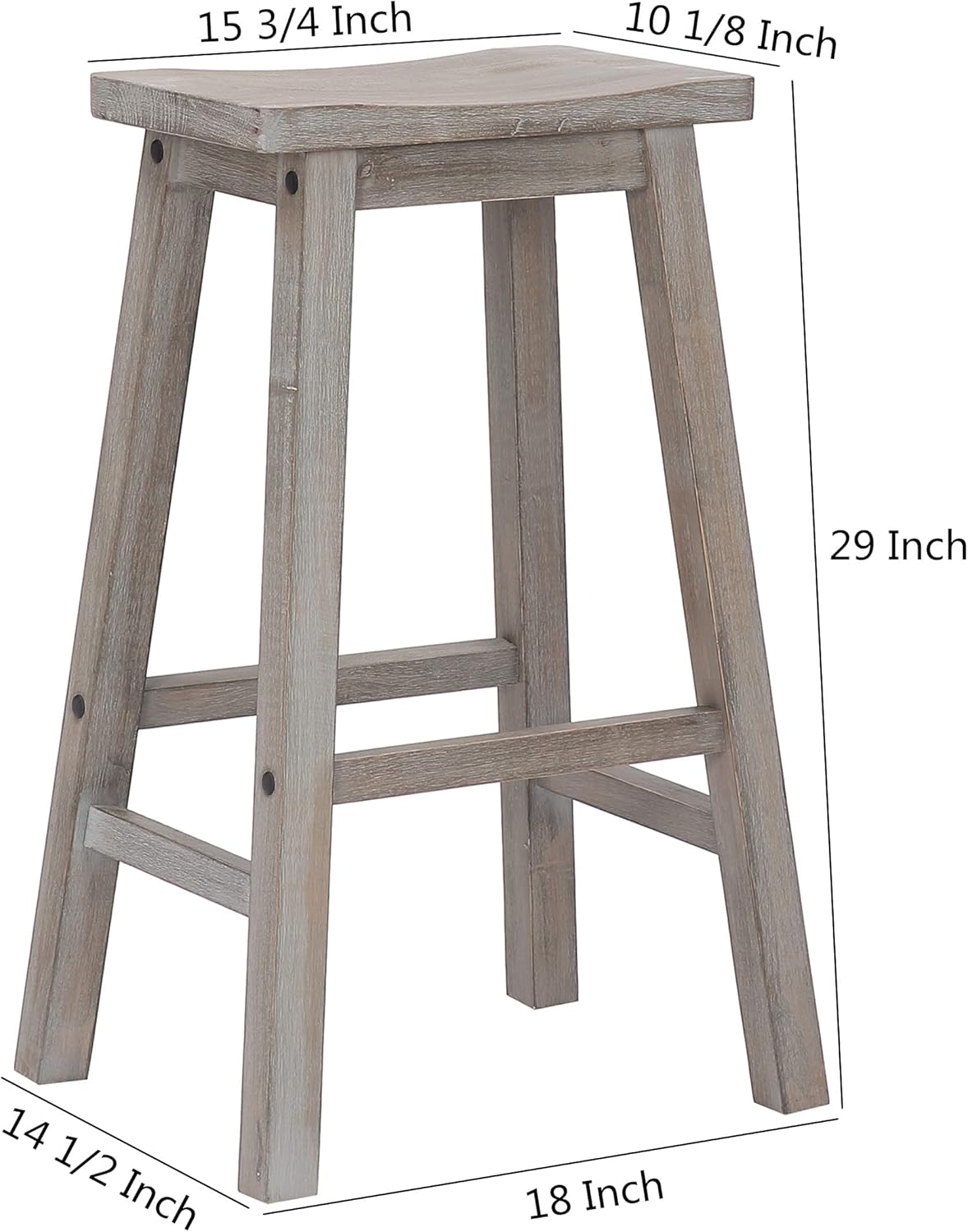 WestinTrends Reed 29 Inch Saddle Bar Stools Set of 2, Solid Wood Kitchen Bar Height Stools, Cherry