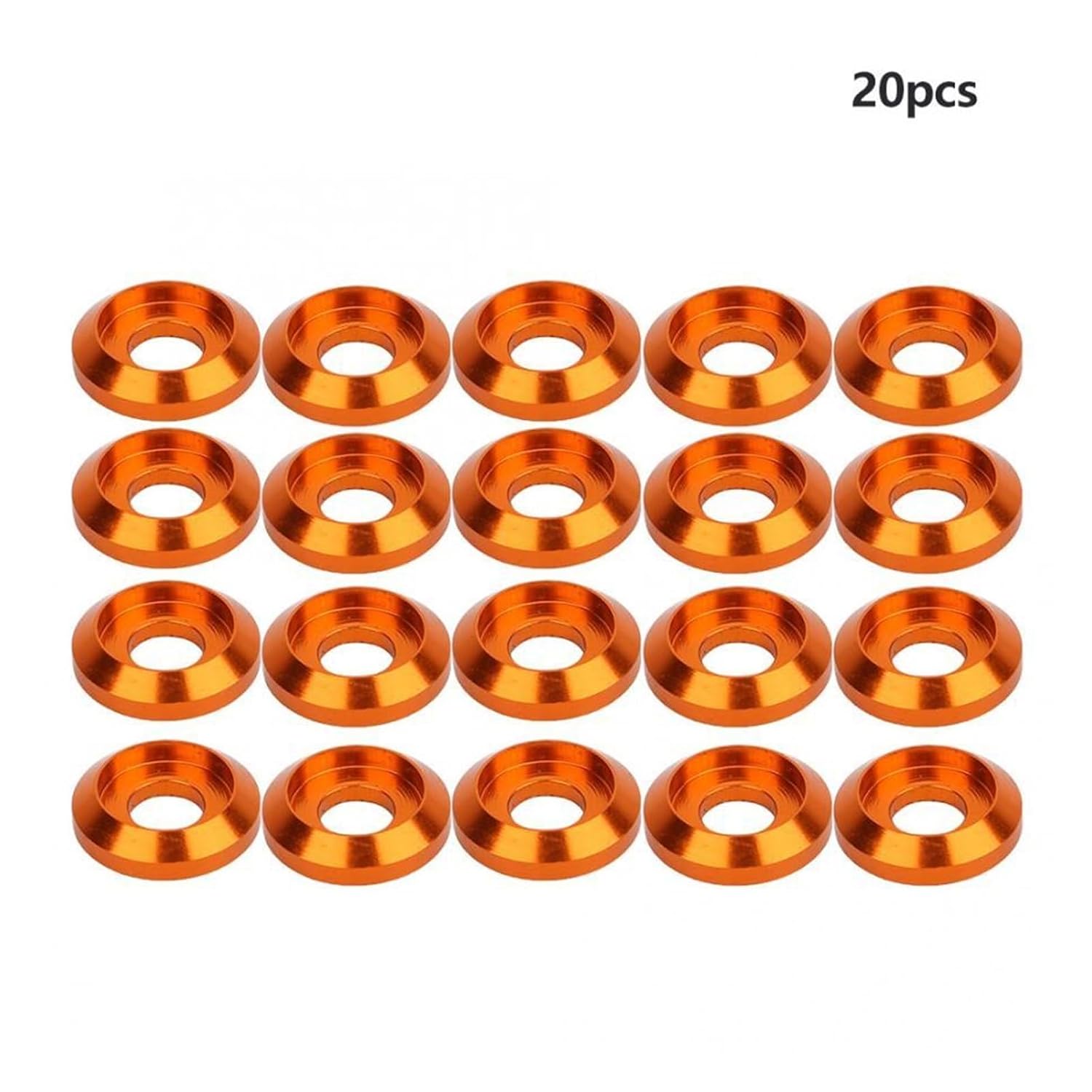 20Pcs M3x8x2 Aluminum Alloy Cap Head Screw Washer Colorful Orange Anodizing Countersunk Conical Gasket for M3 Hex Socket Screw