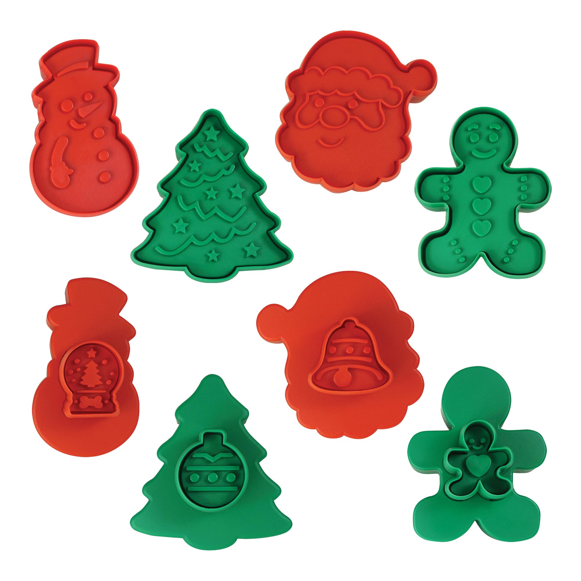 R&M International 469 Christmas - Juego de sellos de doble cara (plástico, 4 unidades), multicolor