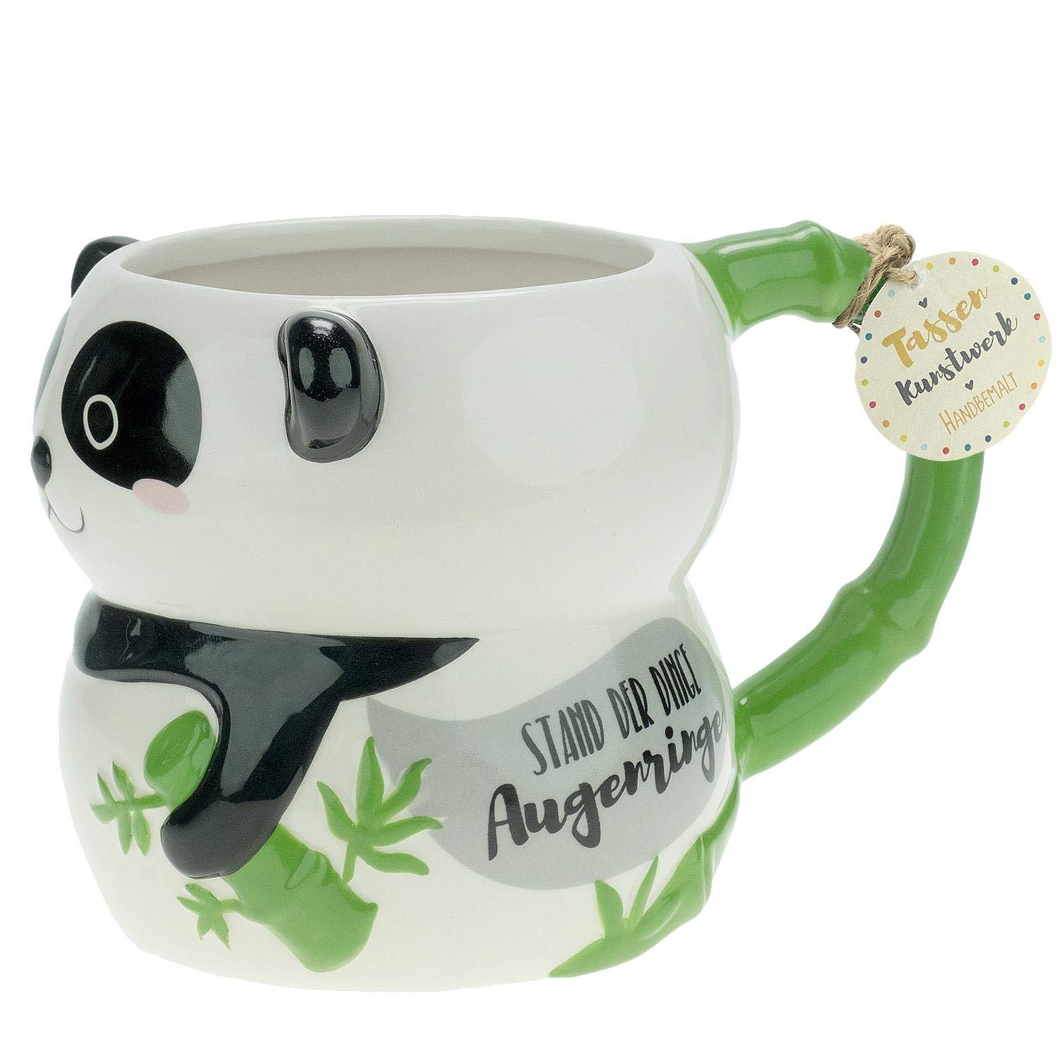Sheepworld GRUSS & CO Figure Mug "Panda" | 3D Mug in Panda Shape, Dolomite, 50 cl, with Gift Tag, Black | Gift Decoration | 46341