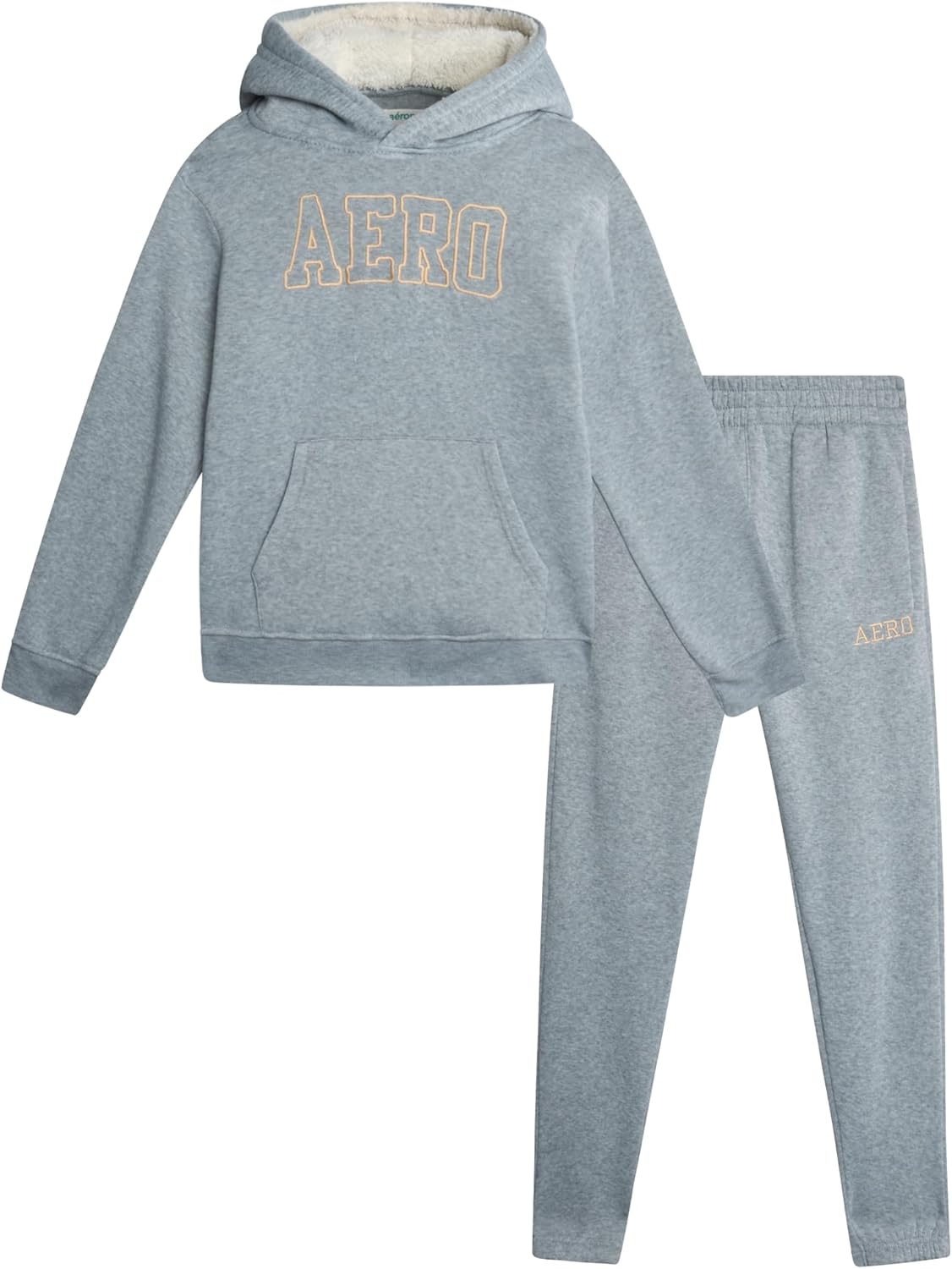 AEROPOSTALE Boys Joggers Set - 2 Piece Warm Sherpa Lined Pullover Hoodie and Jogger Sweatpants for Boys (Sizes: 8-12)