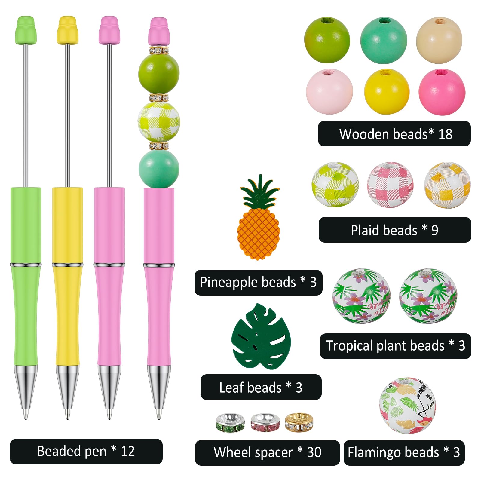 Kit De Fabrication De Stylos Perles Halloween - 12 Stylos, Perles, Glands, Pendentifs - Activité Créative DIY