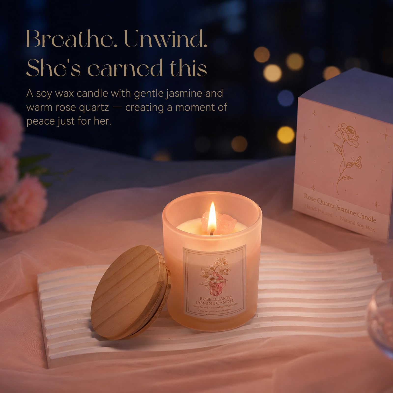 Candeldo Cesta de regalo de cumpleaños para mujer: caja de regalo de feliz cumpleaños, ideas para mejores amigas, regalo único rosa para el cuidado personal para la mujer, mamá, hermana que merece un
