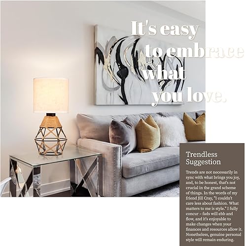 Miniatura 5 de Hamilyeah Juego de 2 lámparas de mesa tejidas para mesita de noche con interruptor de encendidoapagado, lámparas de noche con pantalla de tela,