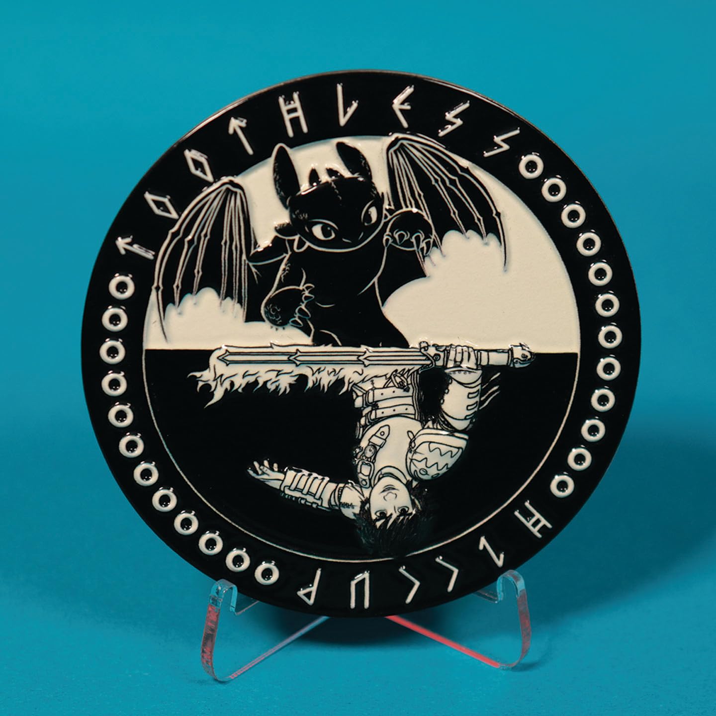 FaNaTtik How to Train Your Dragon Limited Edition Collectible Metal Medallion and Display Stand, Black, 75mm diameter - Image 3