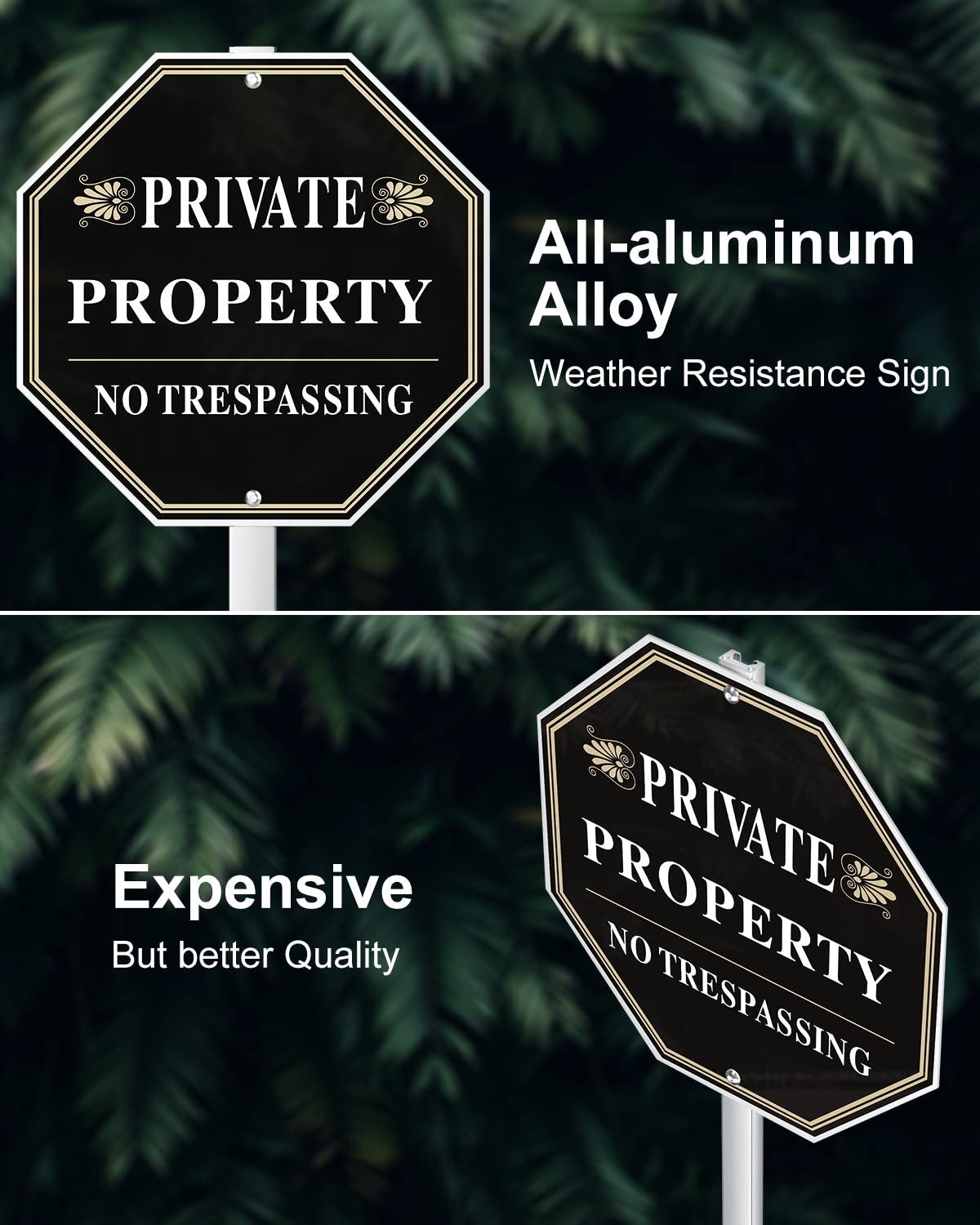 SWEETAPRIL No Trespassing Signs Private Property, All-Aluminum Yard signs, 10