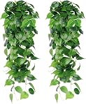2Pcs Plantes de suspension artificielles 3.6ft Faux Ivy Vines Scindapsus feuilles Vin Greenery Plantes suspendues pour la maison Jardin Fête de mariage Décorations murales en plein air (Scindrapsus Feuilles)