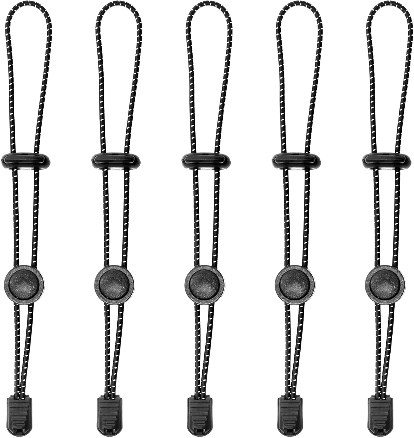 5pcs Backpack Hiking Stick Holders, Reflective Trekking Walking Pole Holder, Adjustable Backpack Elastic Rope Fasteners Hiking Accessories for Walking, Climbing, Fishing- Black