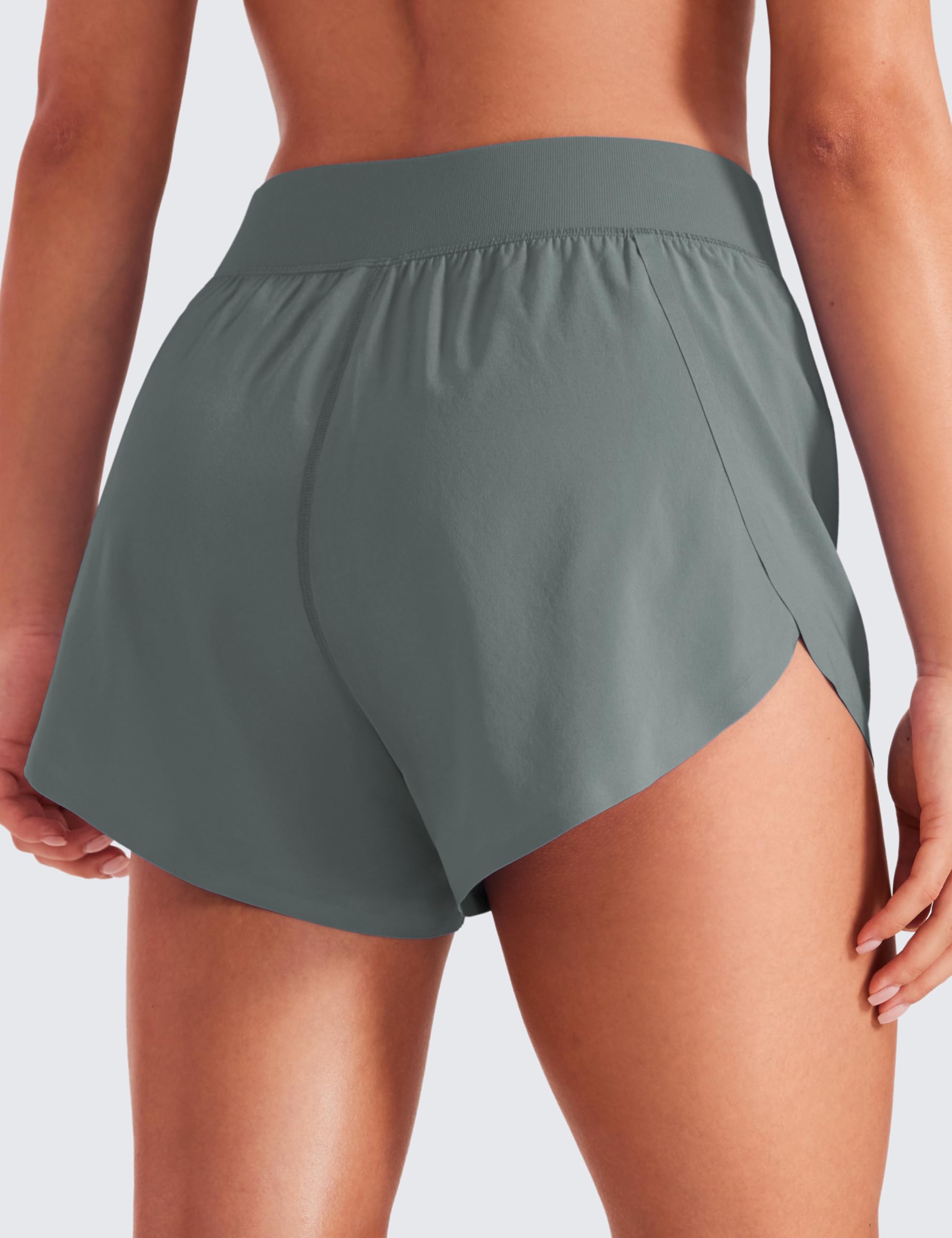 CRZ YOGA Femme Short de Course Taille Moyenne Fentes Latérales Léger et Respirant d'entraînement Pantalon
