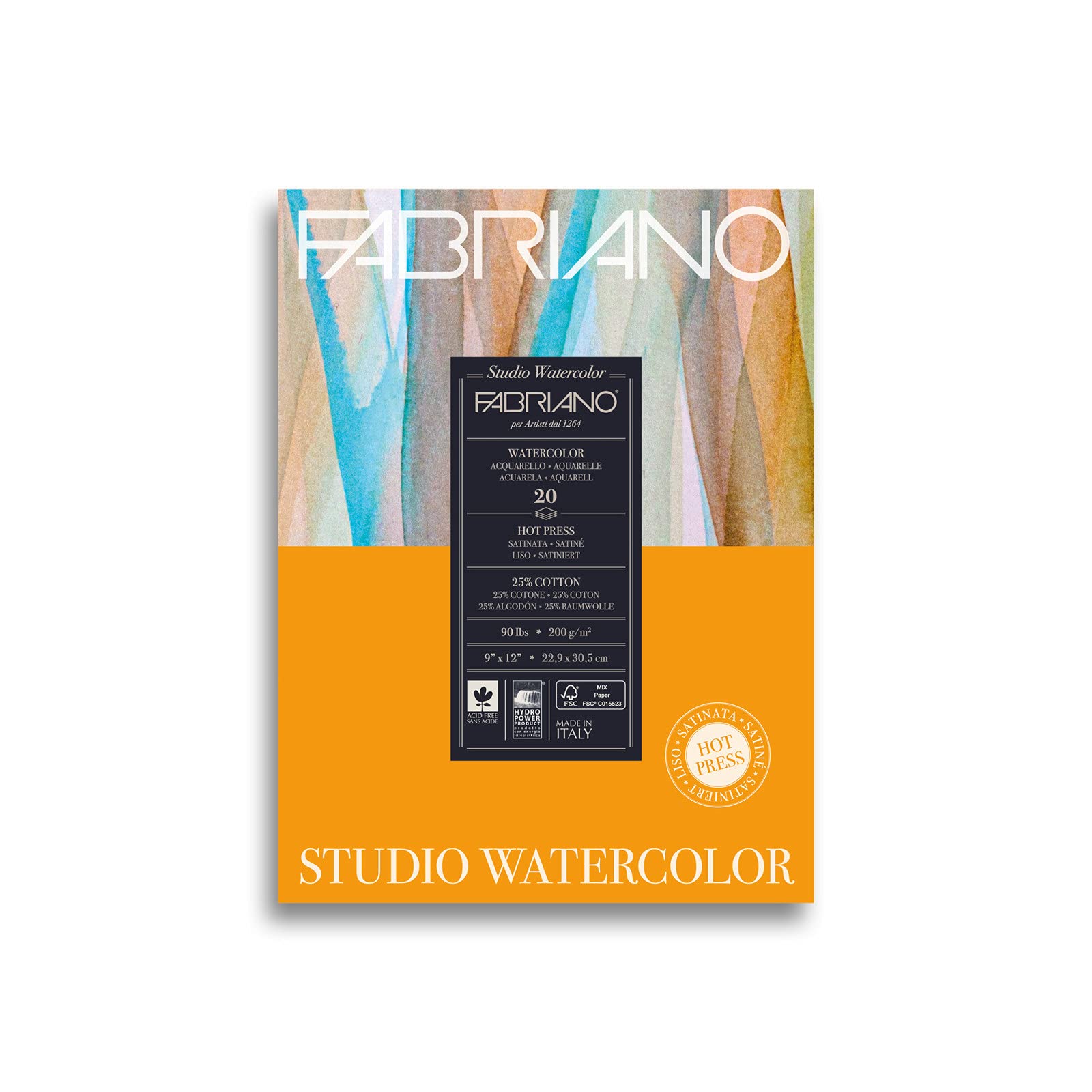 Fabriano Studio WC Pad 9x12 HP carnet dessin aquarelle lisse 90lb papier illustration