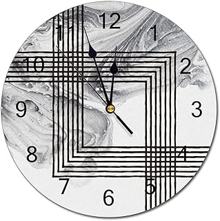Vintage Decorative Wood Clock 10 Inch for Girls Boys,Square Line Marble Cute Custom Clock for Boys Room,Clock for Anniversary