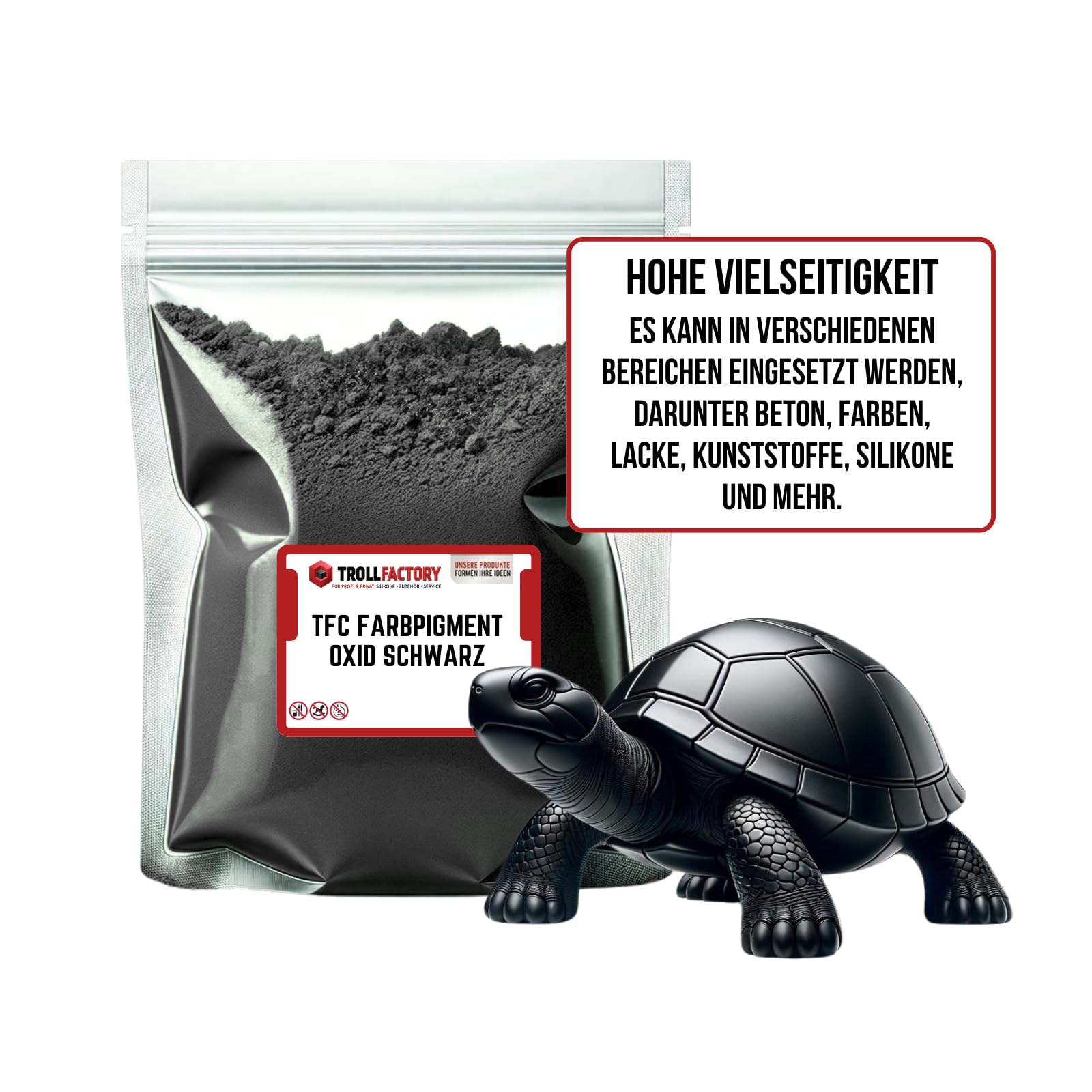 TFC - Pigmento colorato in ossido di colore nero – Polvere pigmentata ad alta copertura per colata in rilievo come xyrarock, gesso, resina epossidica e cemento, opaco, resistente alla luce e alle