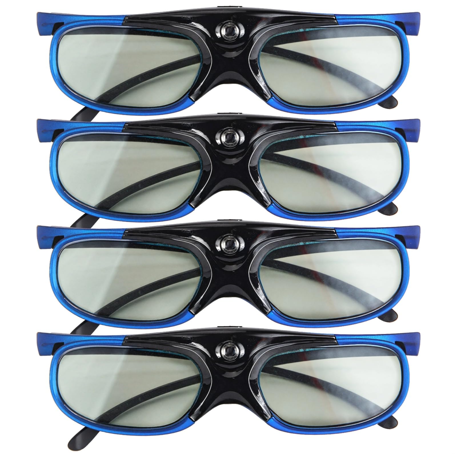 4 paires de lunettes 3D rechargeables, compatibles avec les projecteurs Dlp-Link, Xgimi, Jmgo, taux de rafraîchissement de 144 Hz, large vue, monture bleue