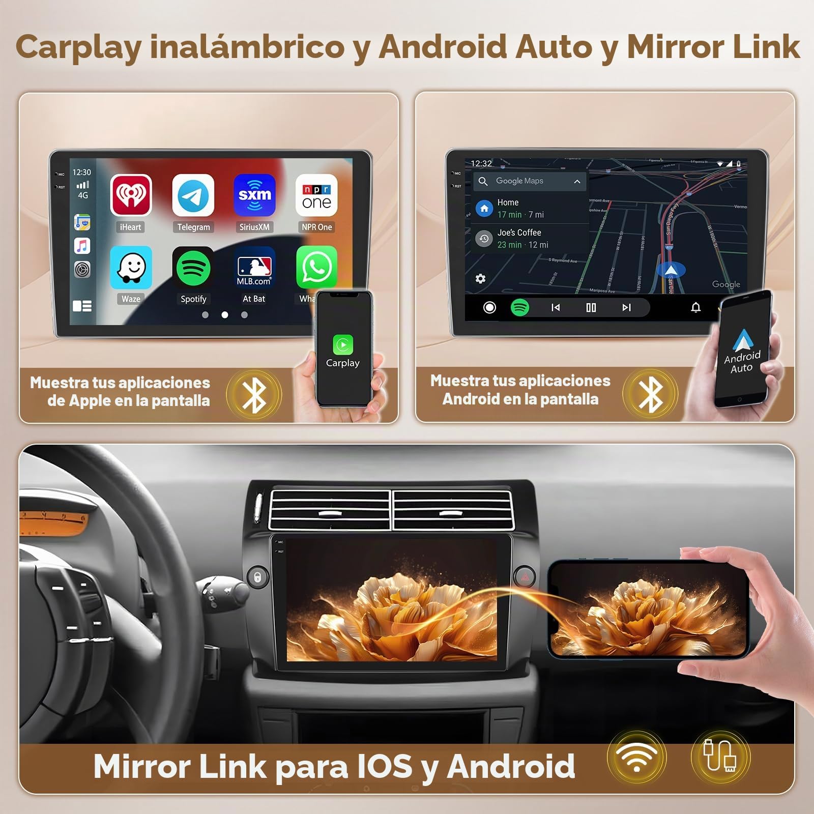 Hikity 4G+64G Android 15 Radio Coche Citroën C4 2008-2011 9" CarPlay