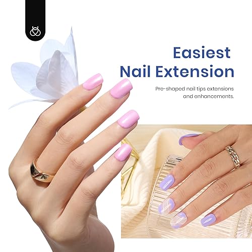 Miniatura 3 de Beetles - Kit de extensión de uñas de gel fácil de 240 piezas, puntas de uñas de gel suave cuadradas cortas preformadas con base de gel multiusos 5