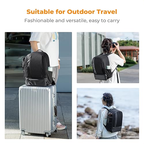 Miniatura 21 de K&F Concept Mochila profesional para cámara, bolsa de fotografía de gran tamaño, compatible con cámara DSLR, color gris