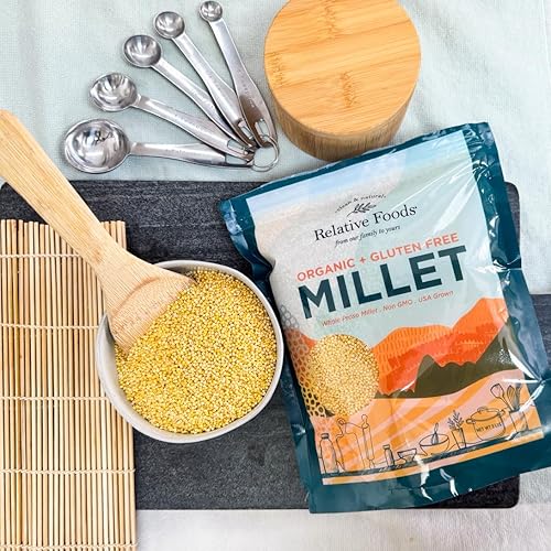 Miniatura 8 de Relative Foods Mijo orgánico USDA con semillas de grano entero, sin gluten. De origen 100% de los Estados Unidos, Proso Millet limpio y clasificado.