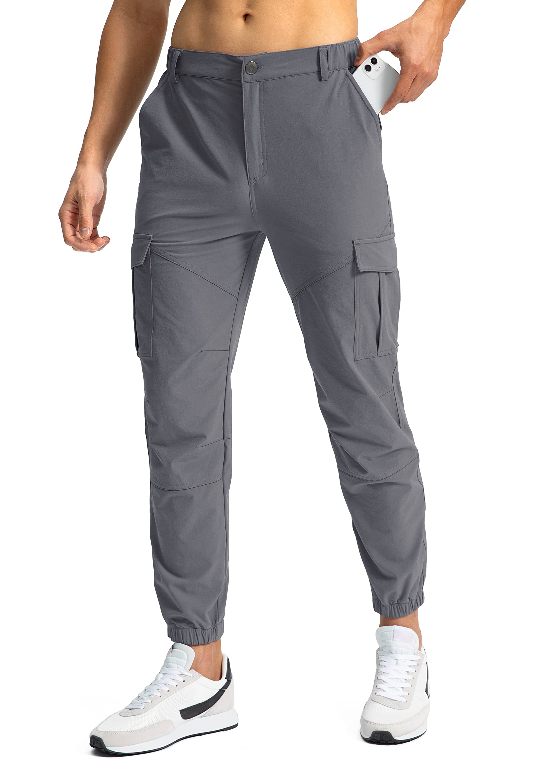 Men's Hiking Cargo Pants with 7 Pockets Slim Fit Stretch Joggers Golf Cargo Work Pants for Men