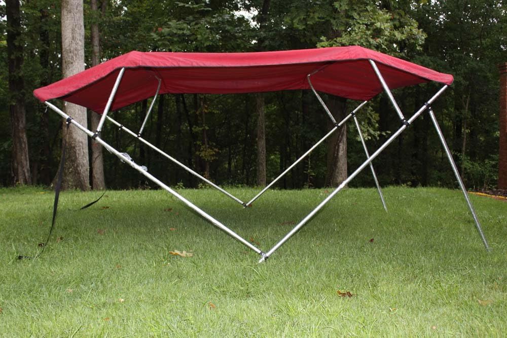 Vortex Direct Burgundy Fabric 4 Bow Bimini Top 8' Long, 91-96" Wide, 54" High, Complete Kit