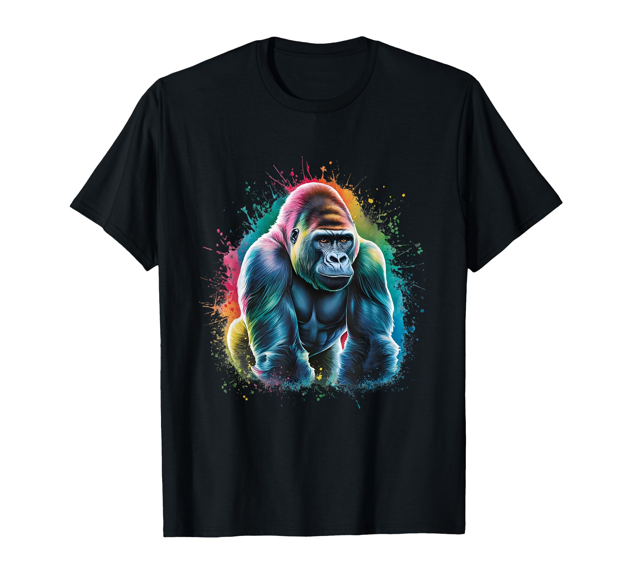 Colorful Watercolor Animal DesignsGorilla Men's Women's Colourful Watercolour Gorilla T-ShirtOEKO-TEX STANDARD 100